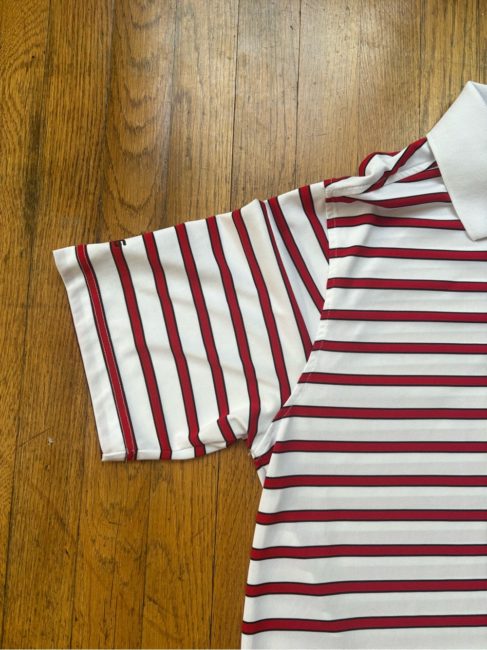 Ping Performance Wisconsin Badger Short Sleeve Polo M White Red Striped Golf - Picture 6 of 11